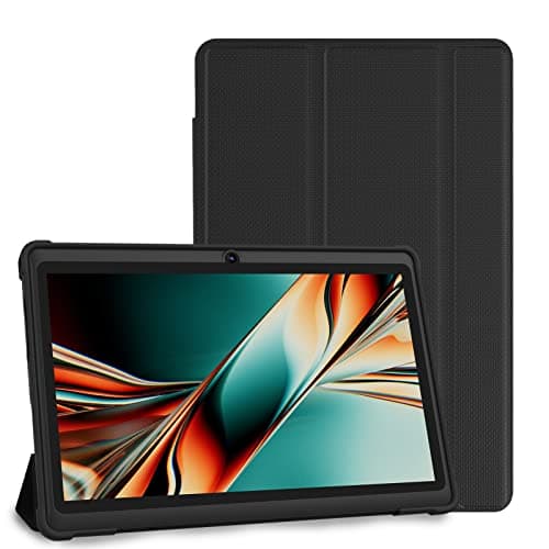 PRITOM Tablet 7" Android 13,32 GB, (espandibile 128 GB) Tablet PC con processore Quad Core, 3500 mAh, doppia fotocamera, WiFi, Bluetooth, Tablet PC portatile con custodia nera