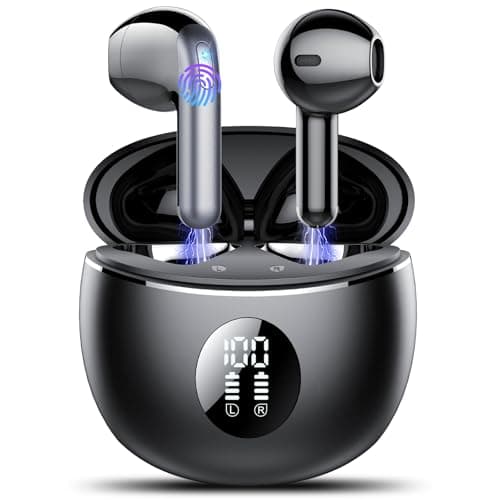 Cuffie Bluetooth, Auricolari Bluetooth 5.4 Stereo HiFi con 4 ENC Mic,Cuffie Wireless con LED Display 50 Ore, Cancellazione Rumore Cuffiette Bluetooth,Touch Control,IP7 Impermeabile Auricolari Wireless