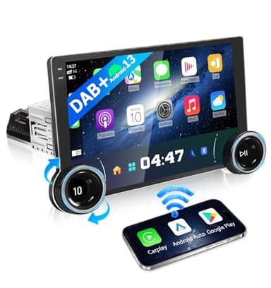 URVOLAX Autoradio 1 Din con Schermo Android 13, 10,1 Pollici DAB Apple Carplay Android Auto Wireless Stereo Bluetooth Radio Macchina Display, Car Play per Auto Monitor con Navigatore DAB+ Manopole FM