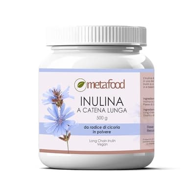 Metafood - INULINA Naturale in Polvere a CATENA LUNGA da radice di cicoria - 500 gr