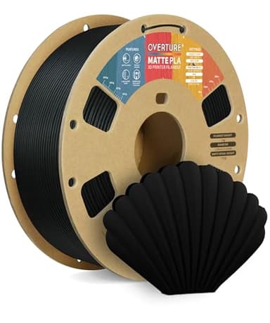 OVERTURE Filamento Matte PLA 1.75mm, 1kg Bobina (2.2lbs) Opaco PLA Filamenti per Stampante 3D, Neatly Wound Filamento Precisione Dimensionale +/- 0.02 mm, Matte Nero