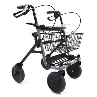 Azione Salute Deambulatore Pieghevole per Anziani e Disabili con 4 Ruote Seduta e Cestino, Rollator con Freni di Stazionamento, adatto ad esterni e interni.