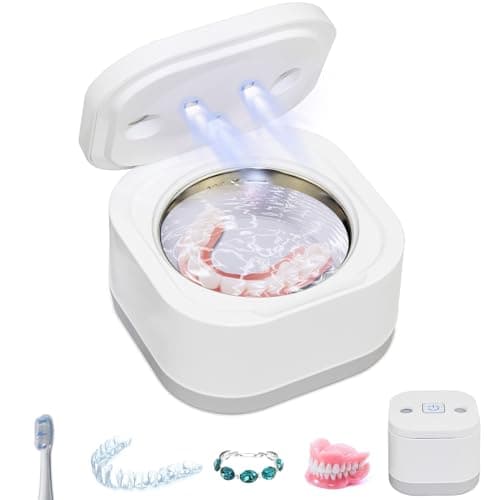 ANIREPUR Pulitori Ultrasuoni, Lampada UV Pulitore Ultrasuoni per Apparecchio Denti, Bite, Protesi dentali, Orologi, Anelli, Collane