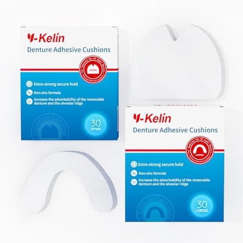 Y-Kelin Cuscino adesivo per protesi superiore + inferiore Denture Adhesive (ogni 1 pacchetto)