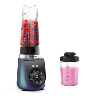 Moulinex Blend Up, Frullatore Potente, 1000 W, 8 Programmi Automatici, Lame Powelix, Pulizia Automatica, Contenitori da Viaggio, Tritaghiaccio, App Connessa, LM19H4
