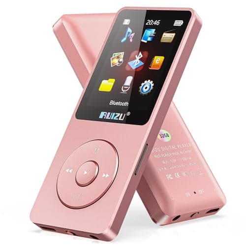 Lettore MP3 da 32 GB con Bluetooth 5.3, ultraleggero (30 grammi), fino a 80 ore di autonomia, schermo da 1,8 pollici, ideale per sportivi, bambini e adulti, supporta schede TF fino a 128 GB