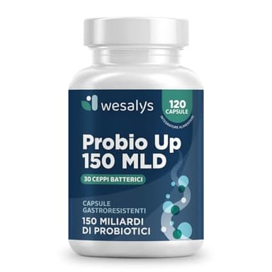 Fermenti Lattici Probiotici 150 Miliardi UFC, 30 Ceppi, 120 Cps Gastroresistenti I Probiotici e Prebiotici per Intestino Adulti con Lactobacillus Gasseri, Rhamnosus, Acidophilus, Probio Up