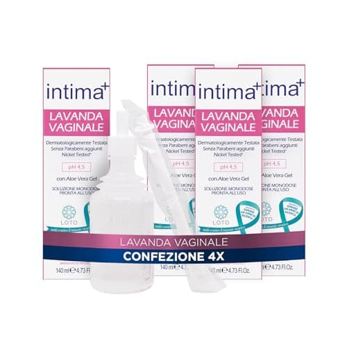 Intima+ | Lavanda Vaginale con Tea Tree Oil e Aloe Vera Gel, pH 4.5, Soluzione Monodose Pronta all'Uso, 4 x 140ml