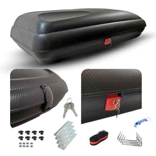 VDP-BA400 Box da tetto per auto, da 400 l, effetto carbonio, con chiusura centralizzata, box portabagagli aerodinamico, incl. portachiavi