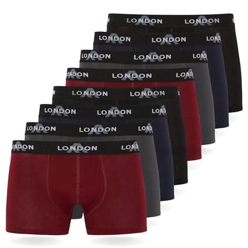 FM London Pacchetto da 4/8 Mutande Uomo, Boxer Uomo Cotone, Aderenti e Confortevoli per l'Uso Quotidiano, Colori scuri assortiti (8 pezzi), L