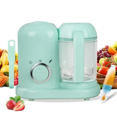 Robot multifunzione 4 in 1, macchina per alimenti per bambini, diversificatore di alimenti, vaporizzatore, frullatore, scongelatore, riscaldatore, cottura a vapore delicata (Verde)