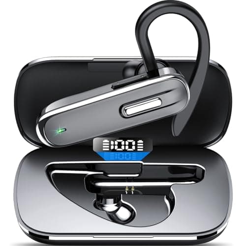 IKG Cuffie Bluetooth con Doppio Microfono V5.3 Auricolari Bluetooth con 100 Ore Di conversazione,Microfono Muto,Cuffie Bluetooth Singolo Vivavoce con LED Custodia di Ricarica per Guida/Lavoro/Ufficio