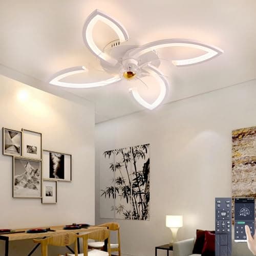 Narwhal Modern 4 Luci LED Ventilatore da Soffitto, 72W, Bianco, 78cm, per Soggiorno