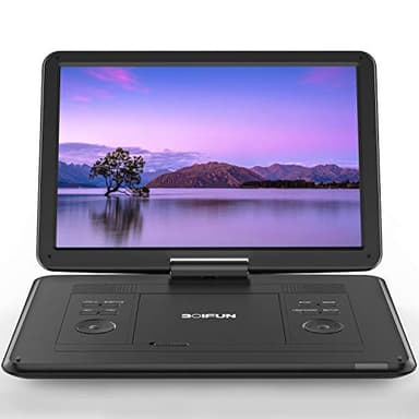 Lettore DVD Portatile da 17,5" con Schermo HD da 16", Batteria Ricaricabile da 6 Ore, Supporto USB/SD Card/Sync TV e Diversi Formati di Disco, Altoparlante Ad Alto Volume, Nero