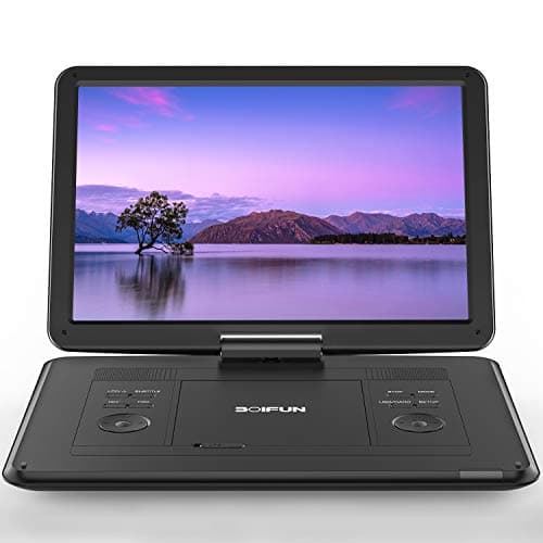 Lettore DVD Portatile da 17,5" con Schermo HD da 16", Batteria Ricaricabile da 6 Ore, Supporto USB/SD Card/Sync TV e Diversi Formati di Disco, Altoparlante Ad Alto Volume, Nero