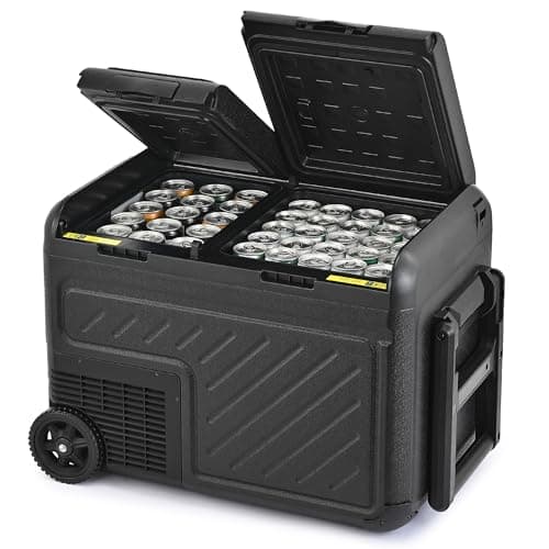 DARTMOOR 36L Frigorifero Portatile per Auto con Doppia Zona Frigo Congelatore per Auto con Ruote, DC 12/24V e AC 100-240V, Frigo Portatile Elettrico per Viaggio, Picnic, Campeggi, da -22°C a 20°C
