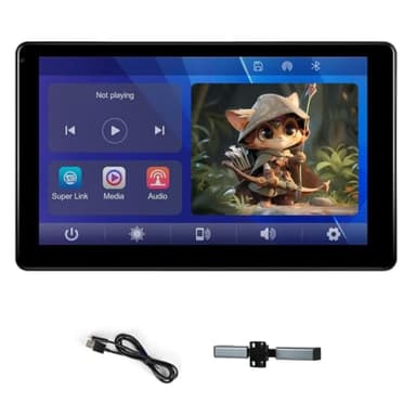 SAROAD 9 Pollice Multi-Funzionale Auto TV Poggiatesta Monitor per Sedile Posteriore, IPS Touch Screen Video Player con Carplay Android Auto
