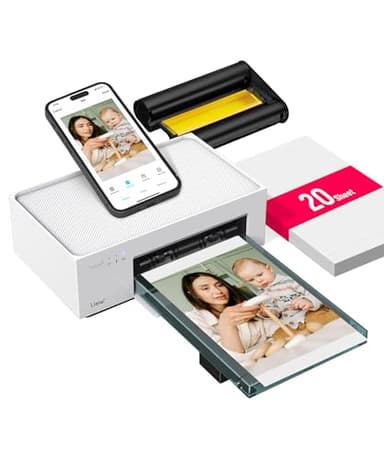 Liene Stampante Fotografica per Smartphone, 10X15 WiFi Stampante a Sublimazione per PC/iPhone/Android, Cartuccia d'inchiostro e 20 Carte Fotografiche incluse, 300DPI Stampante Mobile a Uso Domestico