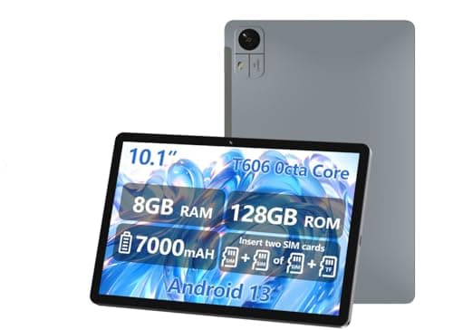 KUMNOSAL Tablet 10.1 Pollici, Metal Tableta T606 Octa-core 2GHz, Tablets 8GB+128GB SSD, Android 13, Dual SIM 4G LTE+5G WiFi, 7000mAh/GPS/Fotocamera 13MP/BT5/Type-C/GMS/Jack 3.5MM