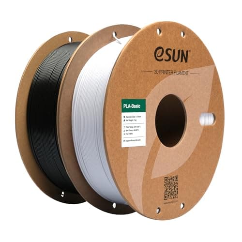 eSUN Filamento PLA 1,75 mm, filamento di Basic PLA per stampante 3D Precisione dimensionale +/- 0,03 mm, 1 kg per bobina, 2 bobine di filamento 3D per stampa 3D, Bianco Freddo+Nero