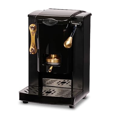 FABER COFFEE MACHINES | Modello Piccola Slot Brass Edition | Macchina caffe a cialde ese 44mm | Colore Nero plastiche Nero | Pressacialda in ottone