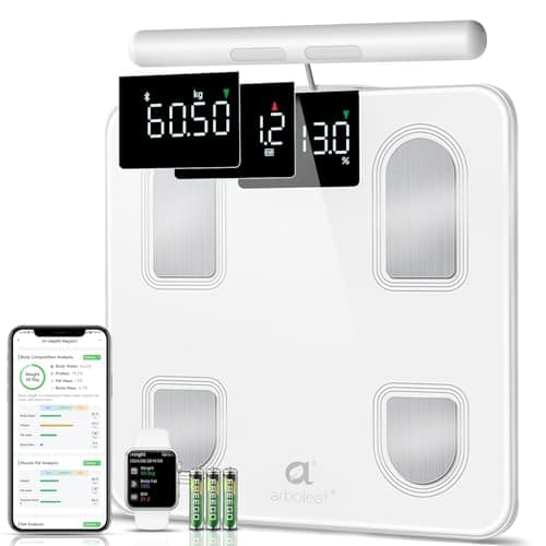 Arboleaf Bilancia per il Peso Corporeo Intelligente a 8 Elettrodi con Ampio Display a LED, Analizzatore Della Composizione Corporea Completa, 26 Parametri, Bilancia Pesapersone Digitale Bluetooth