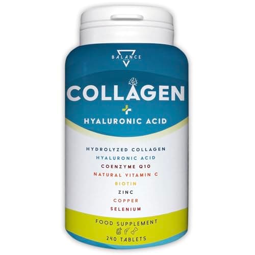 COLLAGENE IDROLIZZATO 2000MG - 240 COMPRESSE | Collagene e Acido Ialuronico, Coenzima Q10, Vitamina C, Biotina e Zinco per Pelle, Ossa e Articolazioni