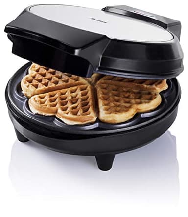 Bestron Waffle Maker, piastra per waffle a forma di cuore, macchina per waffle con antiaderente & indicatoro luminso, collezione Copper Collection, 700 Watt, colore: Argento