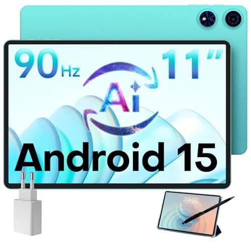 TECLAST P50AI Tablet 11 Pollici 90Hz Tablets Android 15, AI Gesti Aerei, 2.0 GHz Octa-Core, 16GB RAM 128GB ROM/4TF, HDMI-TypeC, PC Mode, 13MP/7000mAh/Widevine L1/BT5.4, Tablet con Penna+Custodia, 2025