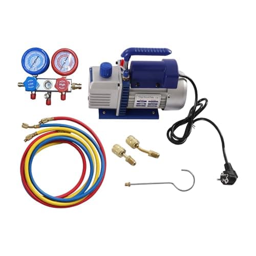 UYRTOY Pompa Vuoto Aria Condizionata 2.5CFM 1/4HP 60L/min 220V con Manometro Collettore e Tubo | per la Climatizzazione Automobilistica Climatizzazione Domestica Riparazione R134A R410A R407C R32
