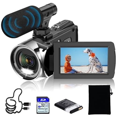 Windancy Videocamera FHD 1080P 48MP 4K per YouTube, Video Vlogging Camera Recorder 18X Digital Zoom 3.0" 270 gradi di rotazione IPS Screen Camera Camcorder