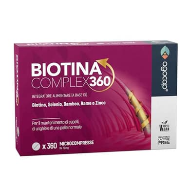 BIOTINA - COMPLEX 360 Mini Compresse (1 anno). Integratori per capelli con Biotina, Selenio e Zinco. Biotina capelli, unghie e pelle. Crescita capelli azione anticaduta capelli donna uomo. Agocap