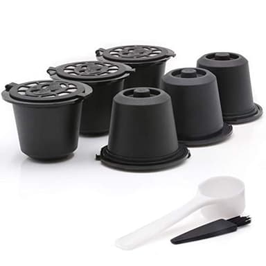 zalati 6 capsule di caffè ricaricabili riutilizzabili con cucchiaio e pennello per tazze Nespresso, compatibili con OriginalLine