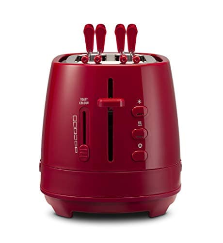 De'Longhi CTLAP2203.R Tostapane con Pinze, Controllo Progressivo del Grado di Tostatura, Indicatori Luminosi, Cassetto Raccoglibriciole, Piedini Antiscivolo, Potenza 550 Watt, Plastica, Rosso