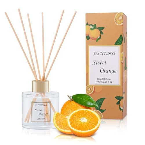 Profumatore per Ambienti 100ml - Arancia,Diffusore Profumo Ambiente con 6 Bastoncini di Fragranza,Diffusore di Fragranze per Bagno,Appartamento,Decorazione Della Casa