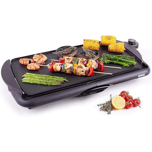 Duronic GP20 Grill Teppanyaki Elettrico, Piastra elettrica 2000W, Superficie cottura 52 x 27 cm, Plancha griglia antiaderente, per Cucina Interna ed Esterna, termostato