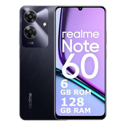 realme Note 60 Smartphone 6+128 GB, garanzia di fluidità ArmorShell di 48 mesi, fotocamera Super Clear da 32 MP, display Eye Comfort da 90 Hz, mini Capsule 2.0, batteria massiccia da 5000 mAh, black