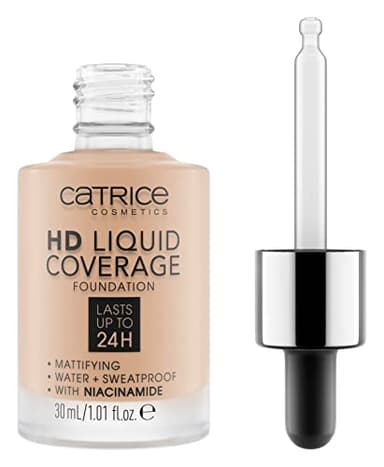 Catrice HD Liquid Coverage Fondotinta Viso Effetto Opacizzante, lunga durata, opacizzante, opaca (30ml)