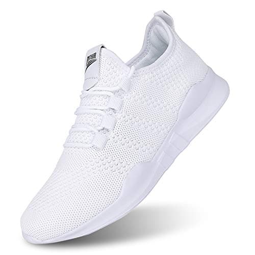 Sneakers Uomo Scarpe Estive Ginnastica Uomo Sportive Trail Running Trekking Tennis Scrapa da Lavoro Comode Bianchi 43
