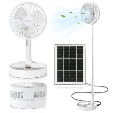 BoloShine Ventilatore a Piantana Pieghevole, Silenzioso Ventilatore da Tavolo Portatile Mini con 3 Velocità, Solare Ventilatore Ricaricabile a Batteria 5200mAh per Ufficio Casa Esterno Campeggio