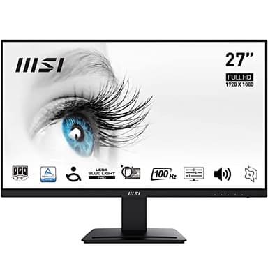 MSI PRO MP273A Monitor 27" FHD, IPS (1920 x 1080), fino a 100 Hz (con HDMI), Schermo Eye-Friendly, VESA 75x75, Altoparlanti integrati, Supporto Display Kit - HDMI 1.4, DP 1.2a, D-Sub