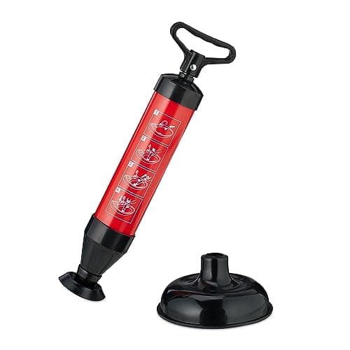 Relaxdays Pompa Sturalavandini Aria Compressa, 2 Inserti per Il Bagno, Stura Scarichi Intasati per Lavandino, Nero Rosso, 42 x 15 x 15 cm
