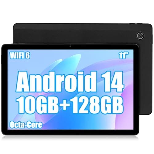 Ainmel Tablet 11 Pollici, Android 14 Tablet con Processore Octa Core 2.0 GHz, 10 GB RAM 128 GB ROM 1TB TF, 5 G + 2.4 G WiFi 6, 8 + 5 MP Dual Camera 6800 mAh, Batteria Bluetooth 5.0 (Nero)
