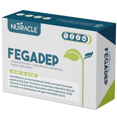 Nutracle, FegaDep Integratore Fegato Detox con Cardo Mariano, Carciofo, Colina e Rosmarino - Drenante Depurativo per favorire Digestione 40 Unità (Confezione da 1)