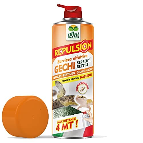 Albagarden - Repellente per Gechi Serpenti E Rettili - Effetto IMMEDIATO - Barriera Vegetale Olfattiva Disabituante per Lucertole E Rettili - Senza Veleno E Ultrasuoni - Spray Gas 600 Ml