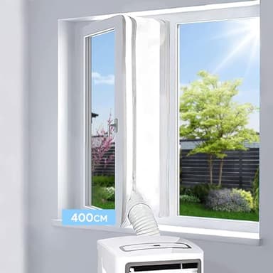 EGNBU 400CM Guarnizione Finestra per Climatizzatore, Kit Finestra Condizionatore Portatile d'aria e asciugatrice mobili, doppia cerniera, facile da montare, protezioni per ricambio d'aria