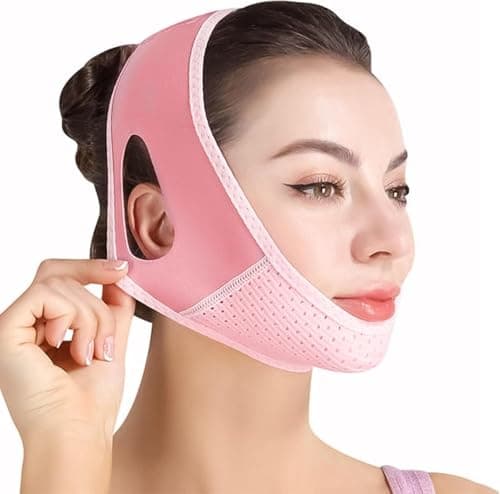 Maschera per Lifting,Riutilizzabili Cintura Viso V Line,Doppio Mento Maschera Viso Snellente, Anti Rughe Fasciatura Dimagrante Viso, per Facciale a Forma di V per Viso Rassodante