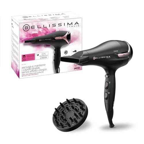 Bellissima Imetec - Asciugacapelli K9 2300-2300W, Inclusi Diffusore per Ricci e Concentatore. Phon per Capelli Ionico con 8 Combinazioni aria e temperatura e colpo aria fredda