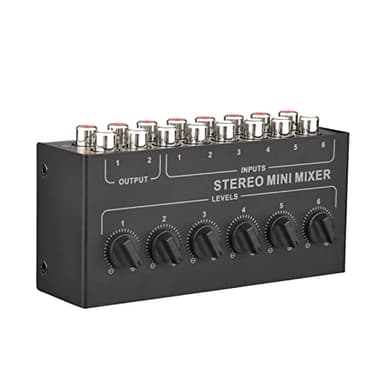 YIWENG Mixer Stereo, Mini 6 Canali Mixer Passivo RCA Audio Portatile 6 in 2 out, Distributore Con Controllo del Volume, Nessuna Batteria Richiesta