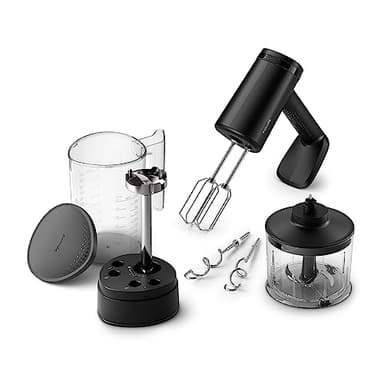 Philips Sbattitore a immersione serie 5000, Sbattitore a immersione 3 in 1, Potente motore da 500 W, Archiviazione intelligente, 5 impostazioni di velocità, Paraspruzzi, Nero (HR3781/20)